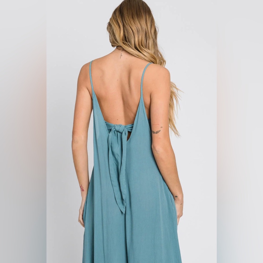 Stitch + Feather Cami Jumpsuit with Back Tie - Picture 4 of 12